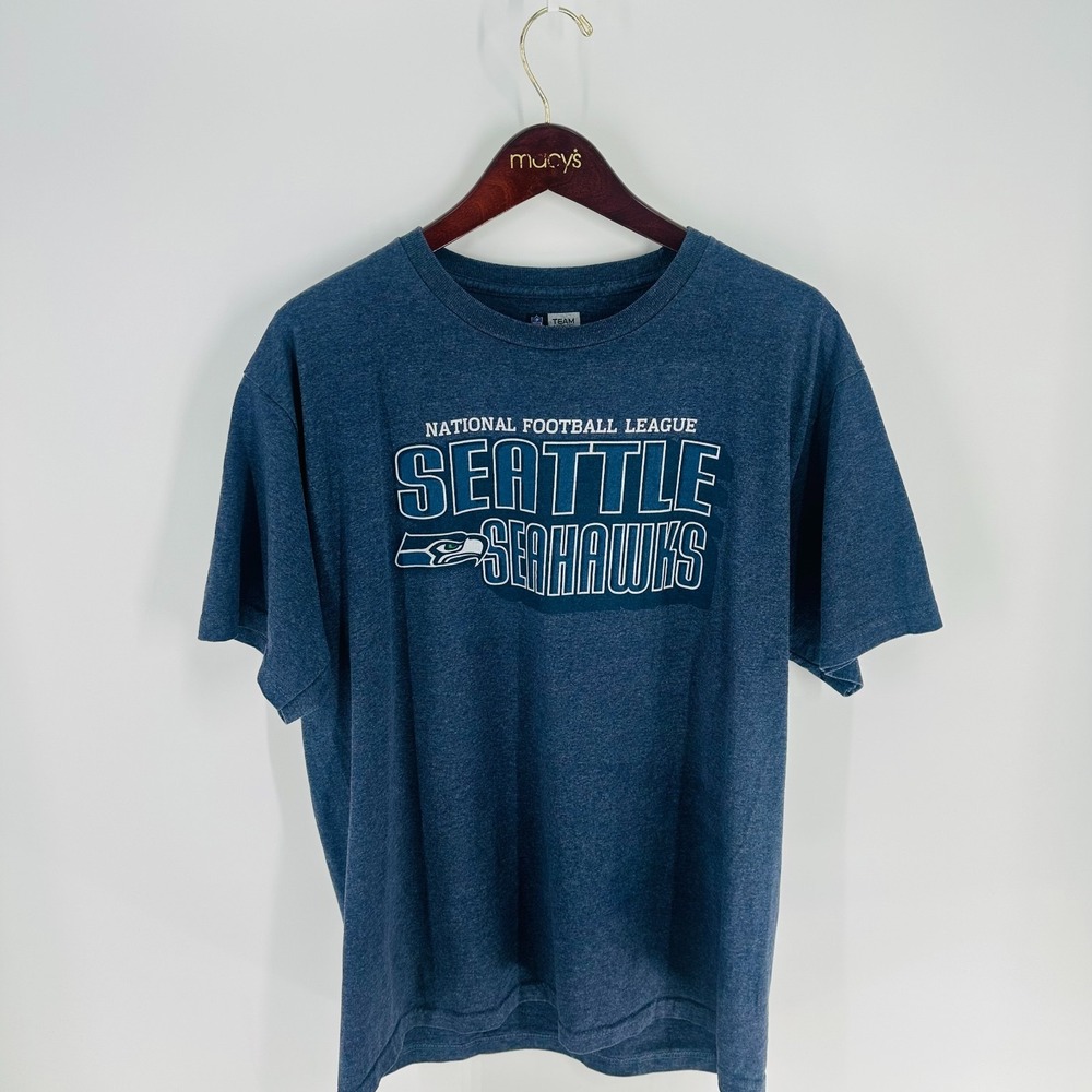Vintage NFL Team Apparel Seattle Seahawks Football T-Shirt Navy Blue Size L